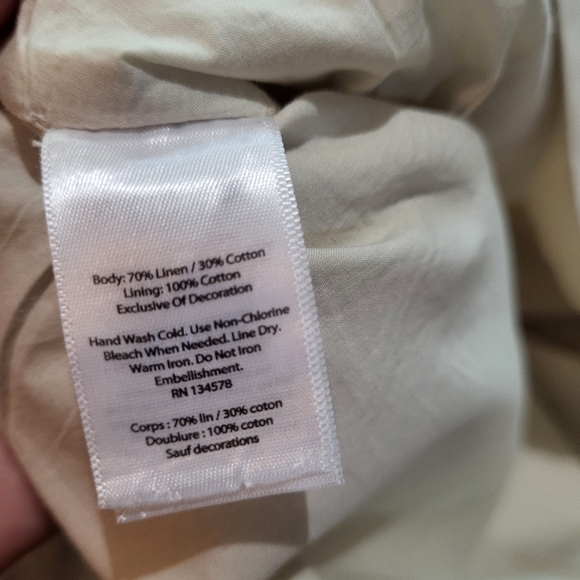 Vineyard Vines Women's Linen Cotten Blend Shell Beaded Cream Tunic Dress Size 2 - Picture 8 of 11